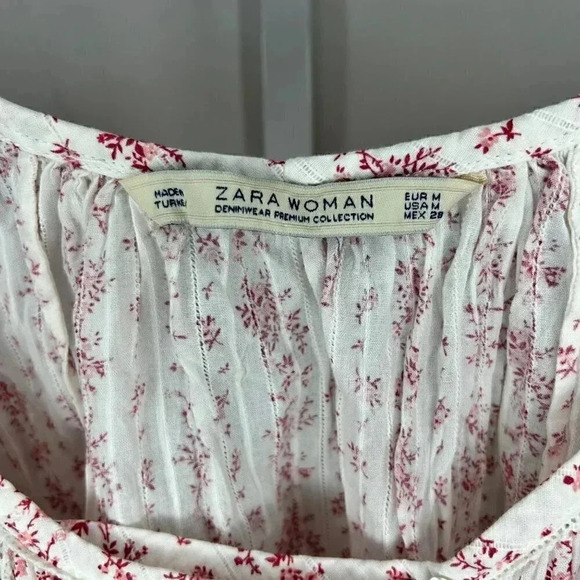 Zara Women Flowy, Boho, Floral Peasant Top Size Medium - Picture 4 of 10